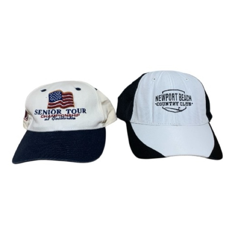 (018) Golf Hat Bundle of (2) Hats Senior Tour & Newport Beach CC